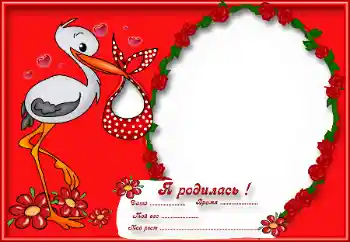 Photo effect from category The first year № 42567. An inscription on the frame: I was born!