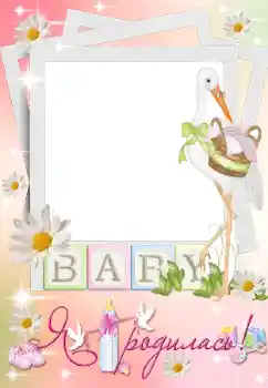 Photo effect from category The first year № 88006. An inscription on the frame: I was born!