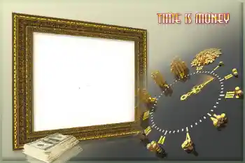 Photo effect from category Men's photo frames № 101150. An inscription on the frame: Time is money