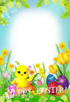 Photo effect from category Easter cards № 124297. An inscription on the frame: Happy Easter!