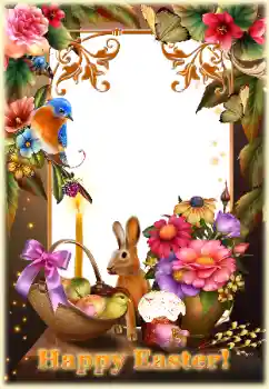 Photo effect from category Easter cards № 182176. An inscription on the frame: Happy Easter!