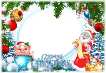 Photo effect from category Christmas cards № 147830. An inscription on the frame: Merry Christmas!